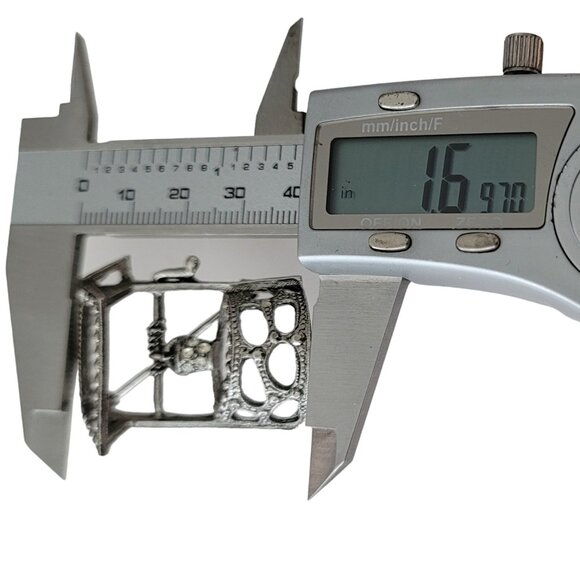 Silver Tone Clear Rhinestone Vintage Wishing Well Brooch Pin E645 - Picture 8 of 10